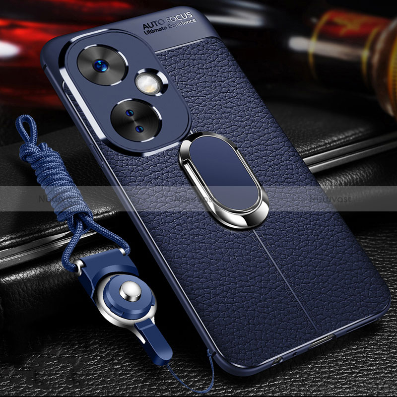 Soft Silicone Gel Leather Snap On Case Cover with Magnetic Finger Ring Stand for OnePlus Nord CE 3 5G