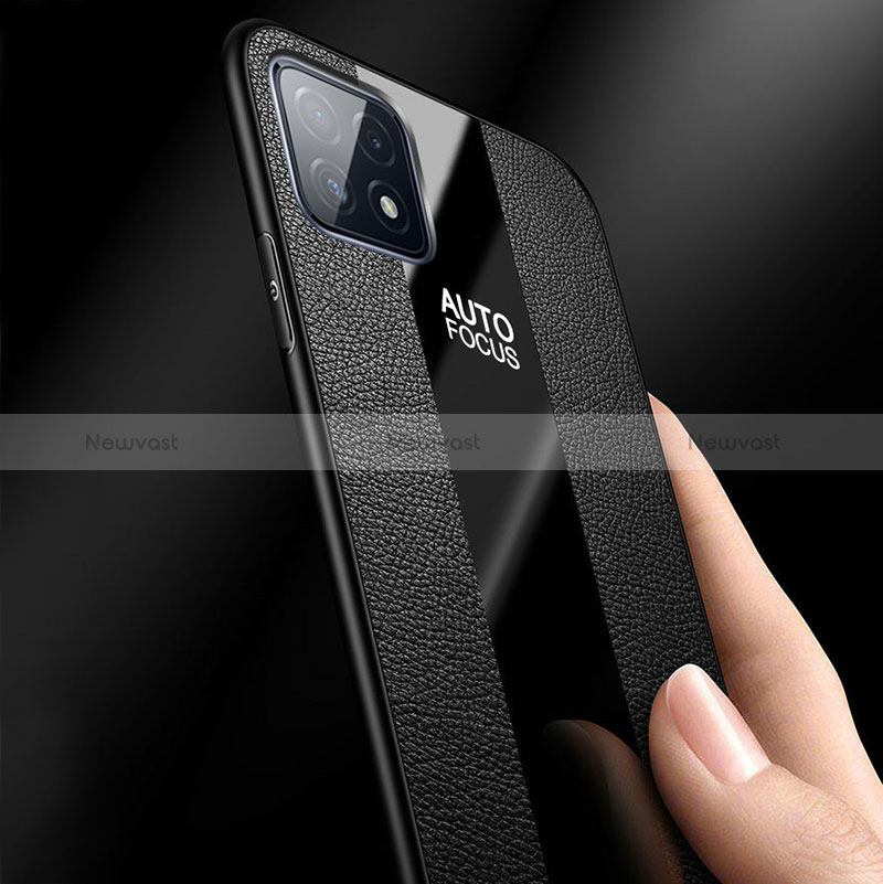 Soft Silicone Gel Leather Snap On Case Cover with Magnetic Finger Ring Stand for Oppo A53 5G