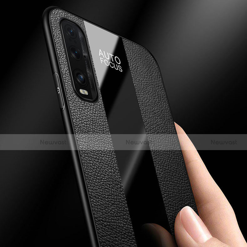 Soft Silicone Gel Leather Snap On Case Cover with Magnetic Finger Ring Stand for Oppo Find X2