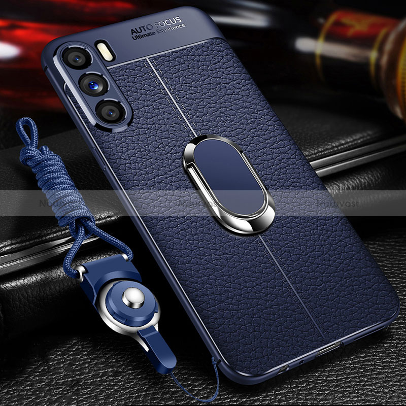 Soft Silicone Gel Leather Snap On Case Cover with Magnetic Finger Ring Stand for Oppo K9 Pro 5G