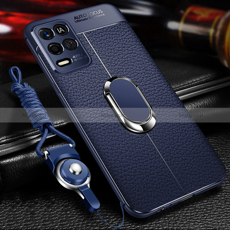 Soft Silicone Gel Leather Snap On Case Cover with Magnetic Finger Ring Stand for Oppo K9X 5G