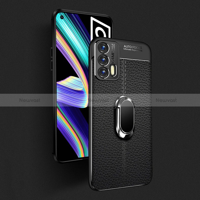 Soft Silicone Gel Leather Snap On Case Cover with Magnetic Finger Ring Stand for Realme GT Neo 5G