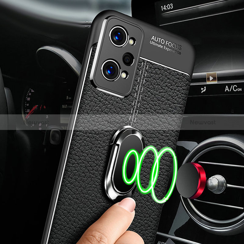 Soft Silicone Gel Leather Snap On Case Cover with Magnetic Finger Ring Stand for Realme GT Neo2 5G