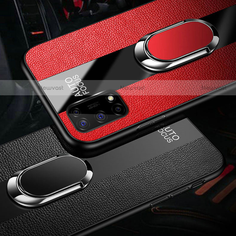 Soft Silicone Gel Leather Snap On Case Cover with Magnetic Finger Ring Stand for Realme Narzo 30 Pro 5G