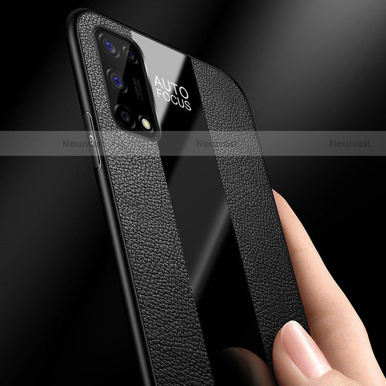 Soft Silicone Gel Leather Snap On Case Cover with Magnetic Finger Ring Stand for Realme Q2 5G