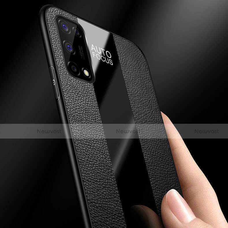 Soft Silicone Gel Leather Snap On Case Cover with Magnetic Finger Ring Stand for Realme X7 5G