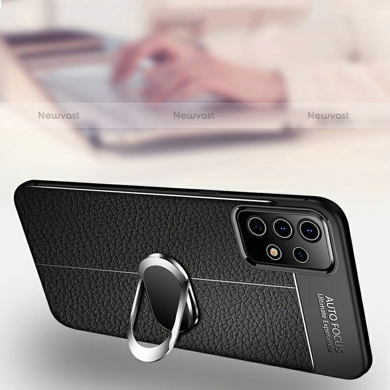 Soft Silicone Gel Leather Snap On Case Cover with Magnetic Finger Ring Stand for Samsung Galaxy A23 5G