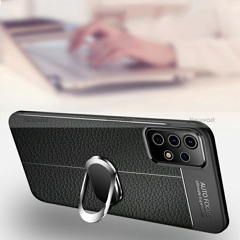 Soft Silicone Gel Leather Snap On Case Cover with Magnetic Finger Ring Stand for Samsung Galaxy A32 4G