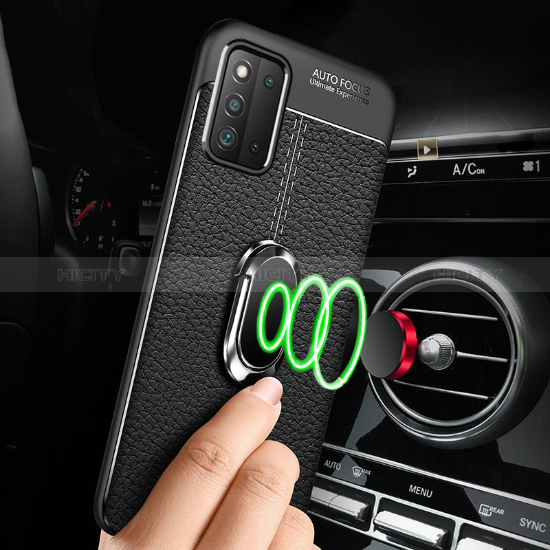 Soft Silicone Gel Leather Snap On Case Cover with Magnetic Finger Ring Stand for Samsung Galaxy F52 5G