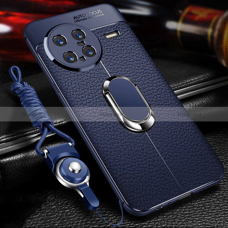 Soft Silicone Gel Leather Snap On Case Cover with Magnetic Finger Ring Stand for Vivo X Note