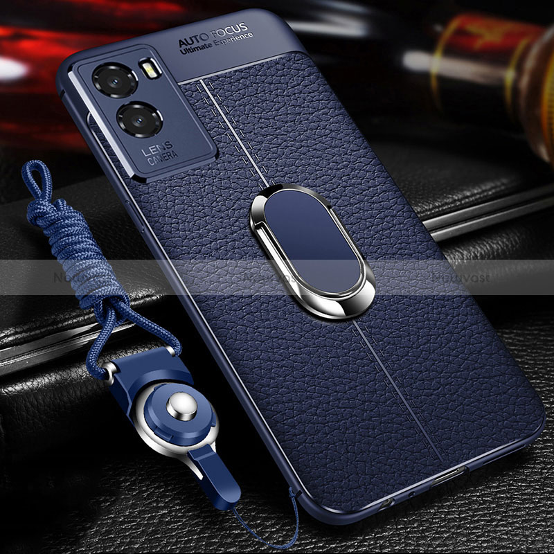 Soft Silicone Gel Leather Snap On Case Cover with Magnetic Finger Ring Stand for Vivo Y72t