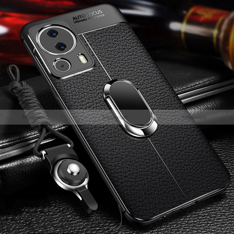 Soft Silicone Gel Leather Snap On Case Cover with Magnetic Finger Ring Stand for Xiaomi Civi 2 5G