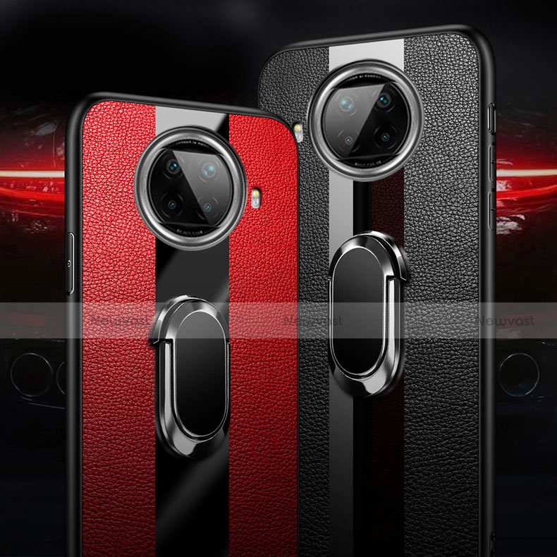 Soft Silicone Gel Leather Snap On Case Cover with Magnetic Finger Ring Stand for Xiaomi Mi 10i 5G