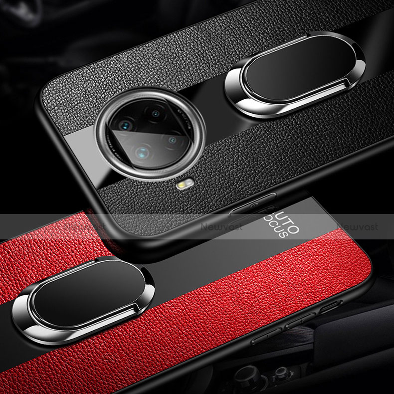 Soft Silicone Gel Leather Snap On Case Cover with Magnetic Finger Ring Stand for Xiaomi Mi 10i 5G