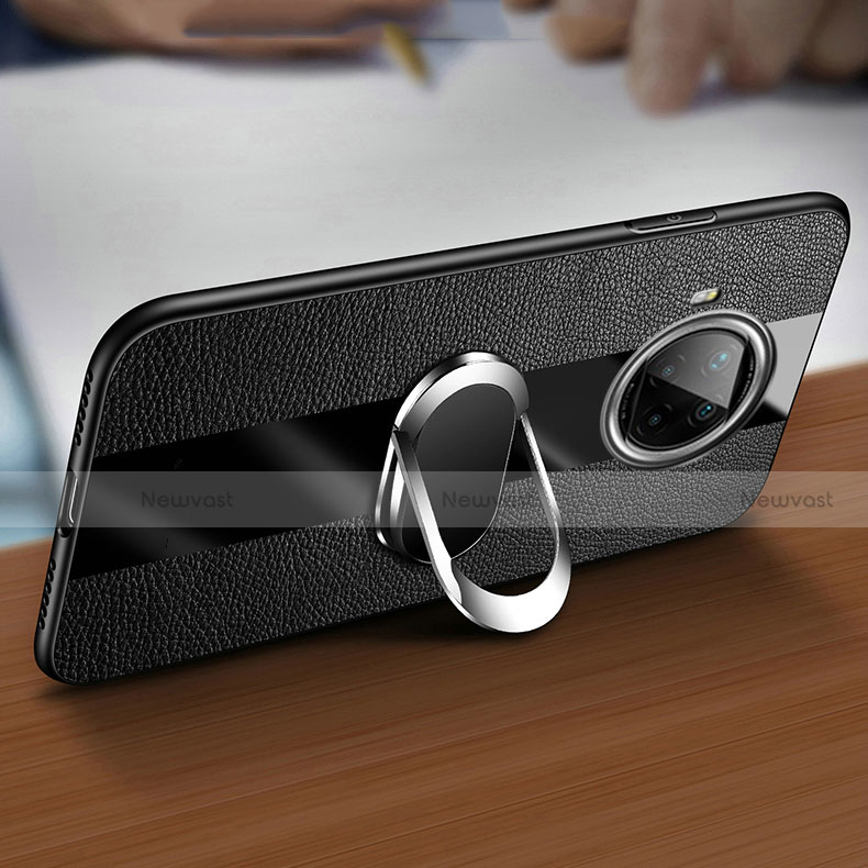 Soft Silicone Gel Leather Snap On Case Cover with Magnetic Finger Ring Stand for Xiaomi Mi 10i 5G