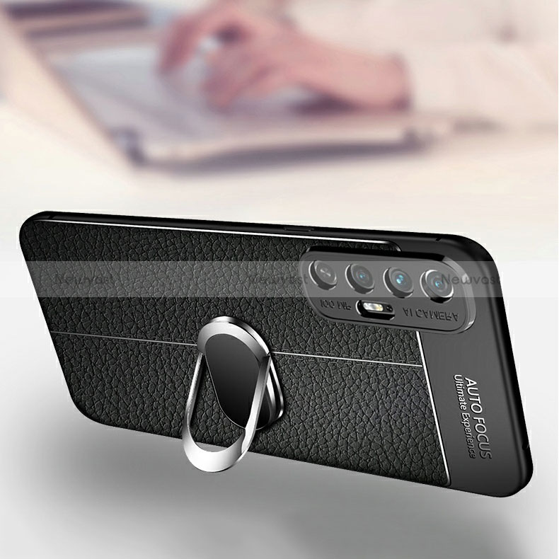 Soft Silicone Gel Leather Snap On Case Cover with Magnetic Finger Ring Stand for Xiaomi Mi 10S 5G