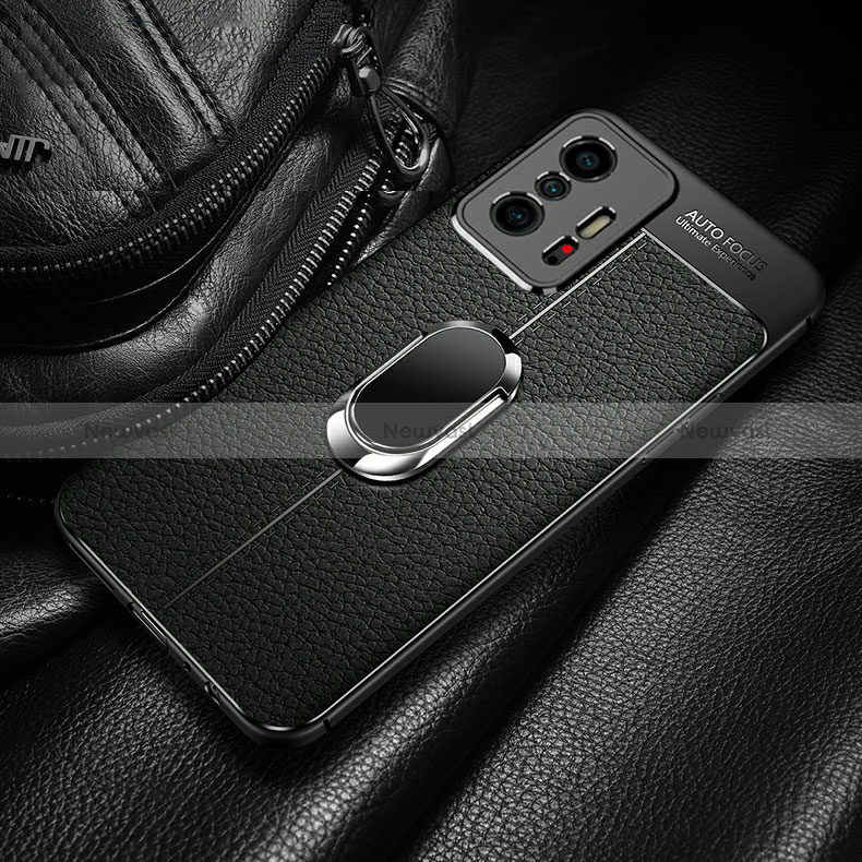 Soft Silicone Gel Leather Snap On Case Cover with Magnetic Finger Ring Stand for Xiaomi Mi 11T 5G