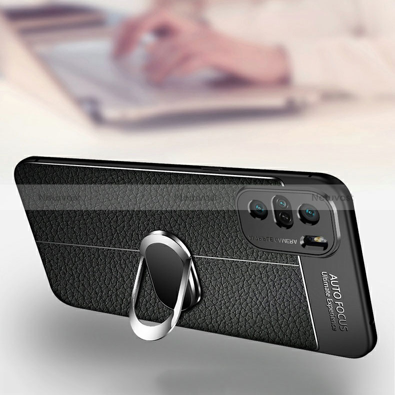 Soft Silicone Gel Leather Snap On Case Cover with Magnetic Finger Ring Stand for Xiaomi Mi 11X 5G