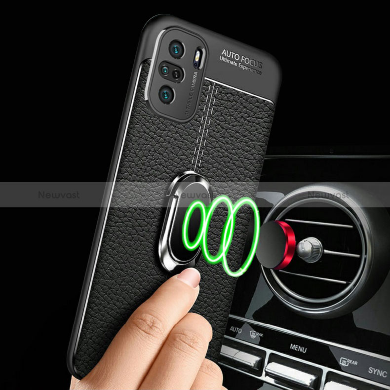 Soft Silicone Gel Leather Snap On Case Cover with Magnetic Finger Ring Stand for Xiaomi Mi 11X 5G