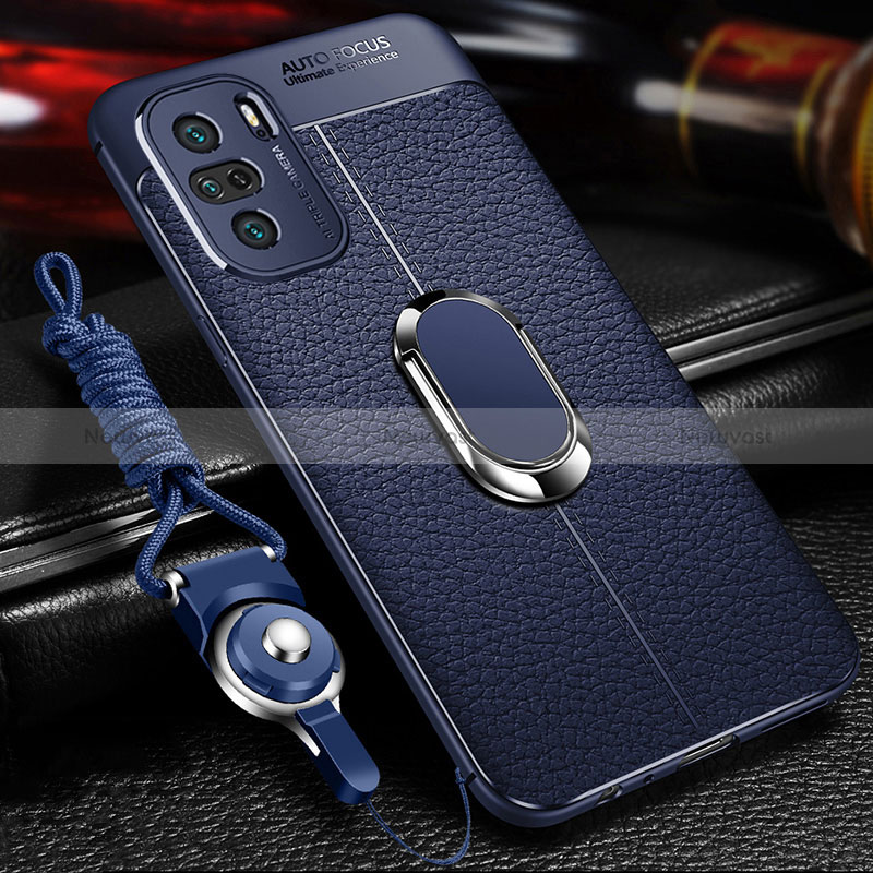 Soft Silicone Gel Leather Snap On Case Cover with Magnetic Finger Ring Stand for Xiaomi Mi 11X Pro 5G