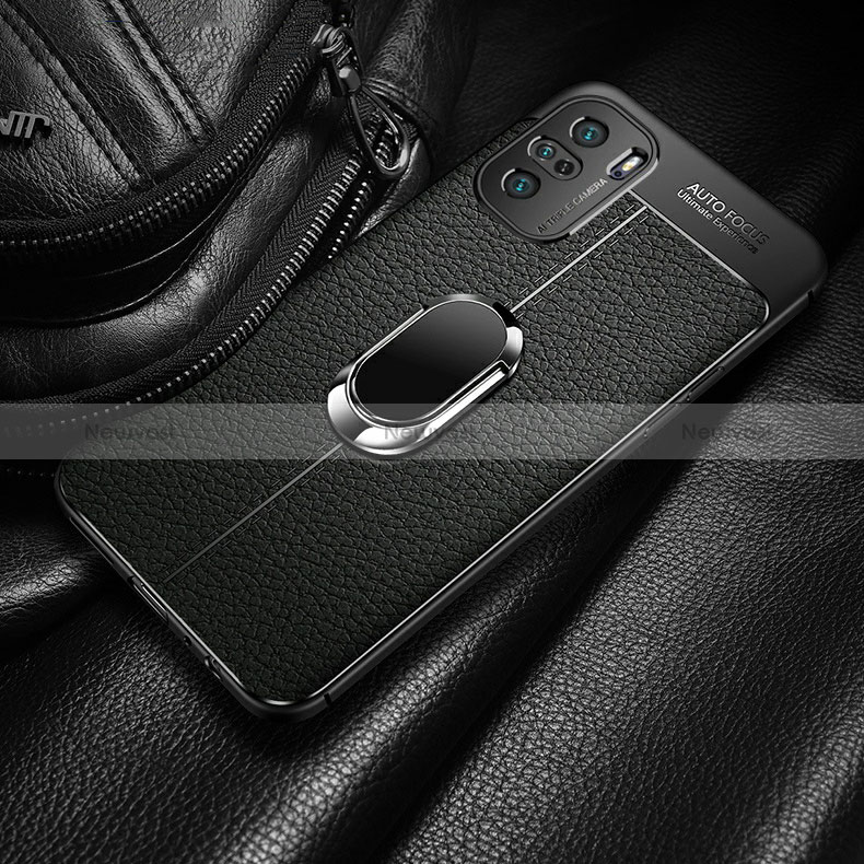 Soft Silicone Gel Leather Snap On Case Cover with Magnetic Finger Ring Stand for Xiaomi Mi 11X Pro 5G