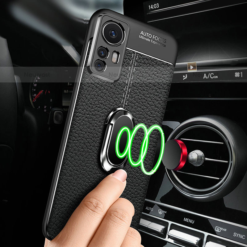 Soft Silicone Gel Leather Snap On Case Cover with Magnetic Finger Ring Stand for Xiaomi Mi 12 Lite 5G