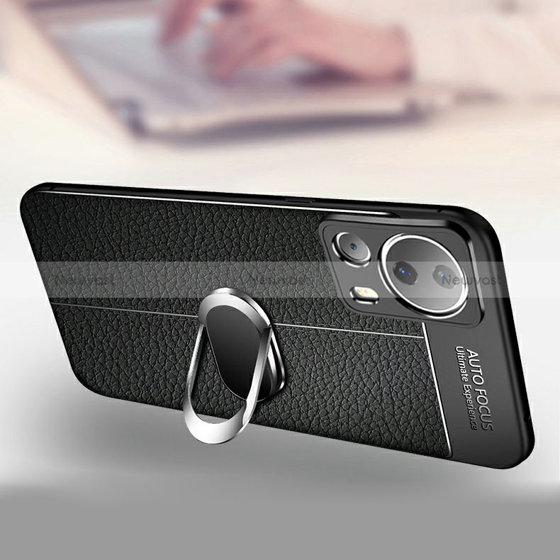 Soft Silicone Gel Leather Snap On Case Cover with Magnetic Finger Ring Stand for Xiaomi Mi 12 Lite NE 5G