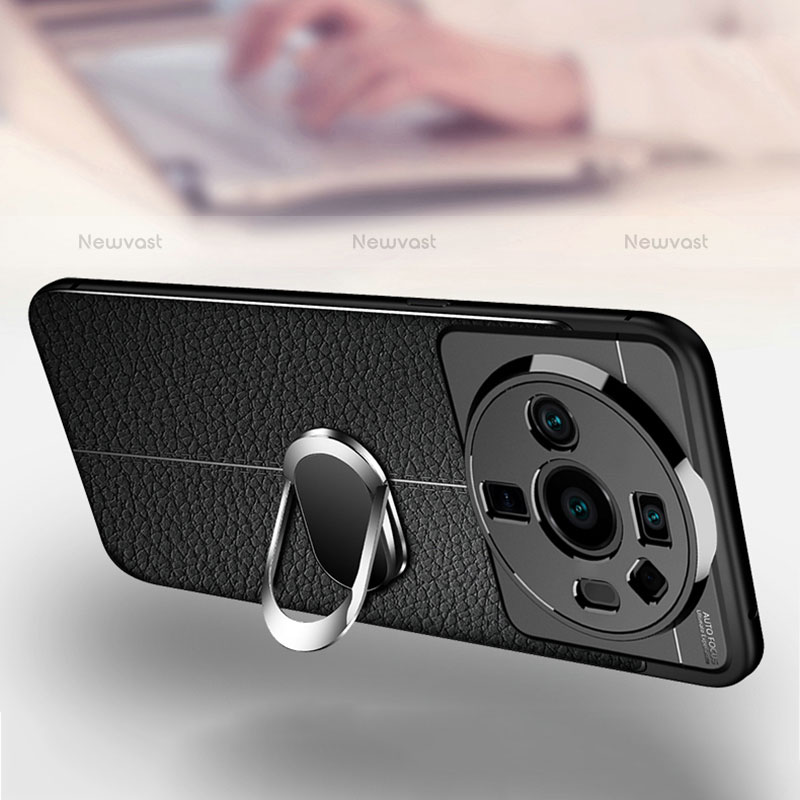 Soft Silicone Gel Leather Snap On Case Cover with Magnetic Finger Ring Stand for Xiaomi Mi 12S Ultra 5G