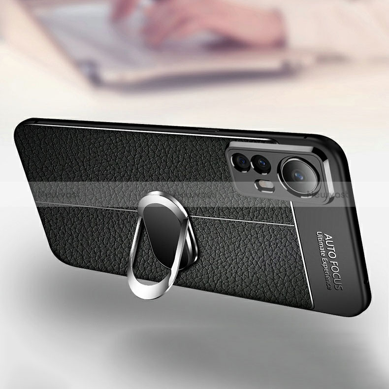 Soft Silicone Gel Leather Snap On Case Cover with Magnetic Finger Ring Stand for Xiaomi Mi 12T 5G