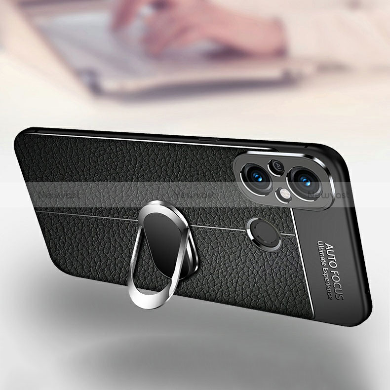 Soft Silicone Gel Leather Snap On Case Cover with Magnetic Finger Ring Stand for Xiaomi Poco C55