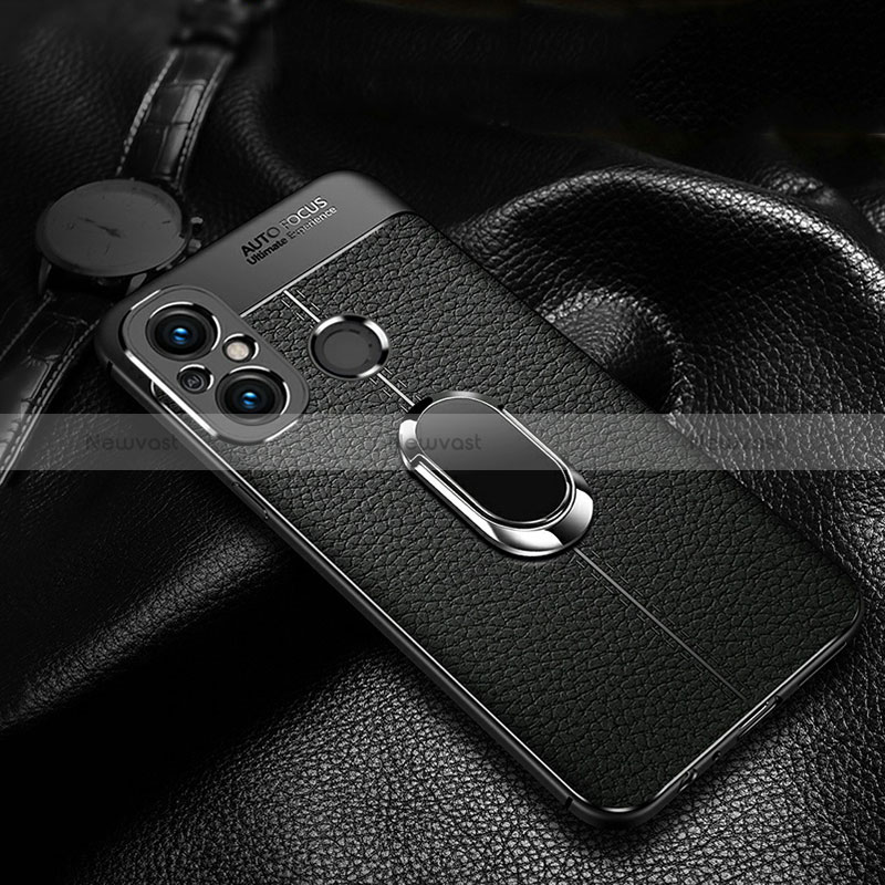 Soft Silicone Gel Leather Snap On Case Cover with Magnetic Finger Ring Stand for Xiaomi Poco C55