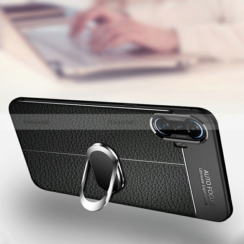 Soft Silicone Gel Leather Snap On Case Cover with Magnetic Finger Ring Stand for Xiaomi Poco F3 GT 5G