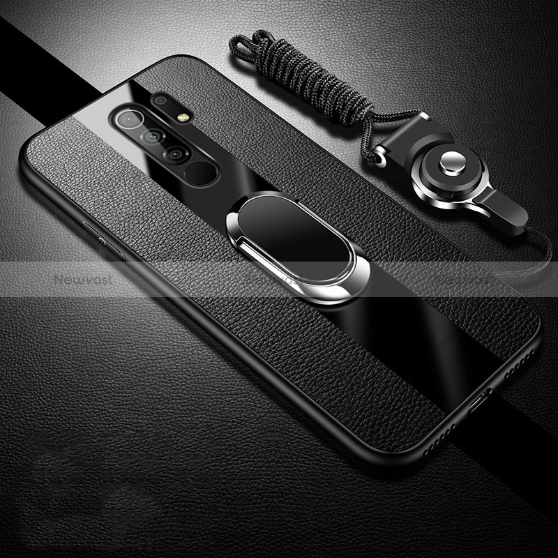 Soft Silicone Gel Leather Snap On Case Cover with Magnetic Finger Ring Stand for Xiaomi Poco M2