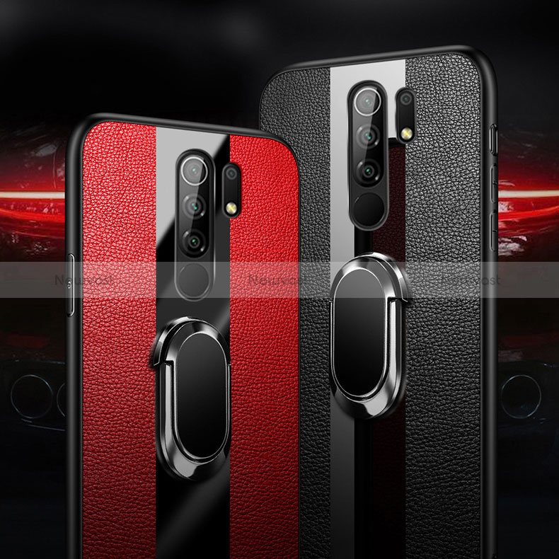 Soft Silicone Gel Leather Snap On Case Cover with Magnetic Finger Ring Stand for Xiaomi Poco M2