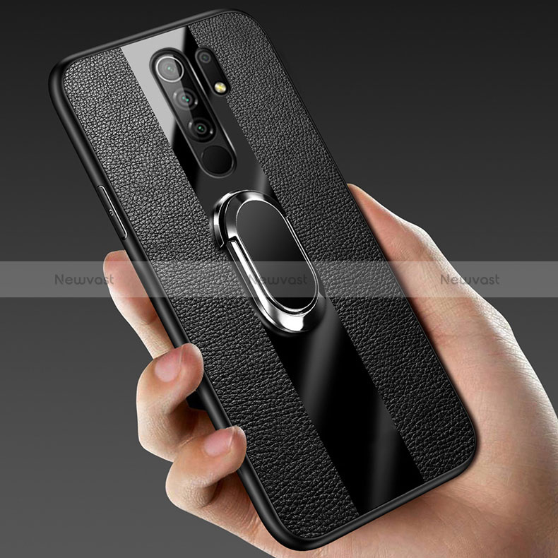 Soft Silicone Gel Leather Snap On Case Cover with Magnetic Finger Ring Stand for Xiaomi Poco M2