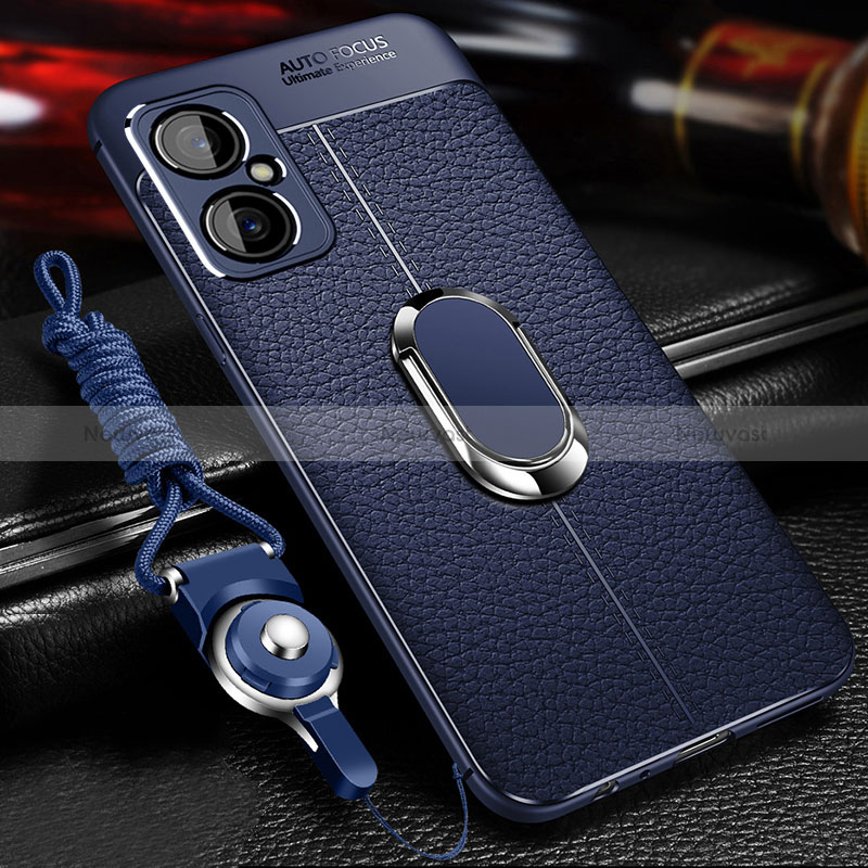 Soft Silicone Gel Leather Snap On Case Cover with Magnetic Finger Ring Stand for Xiaomi Poco M4 5G