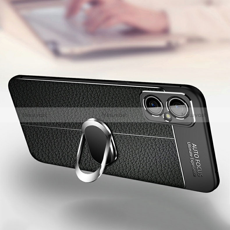 Soft Silicone Gel Leather Snap On Case Cover with Magnetic Finger Ring Stand for Xiaomi Poco M4 5G