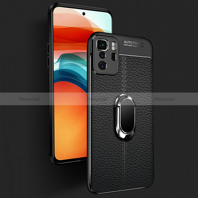 Soft Silicone Gel Leather Snap On Case Cover with Magnetic Finger Ring Stand for Xiaomi Poco X3 GT 5G