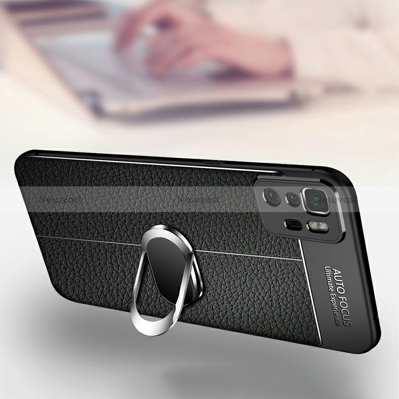 Soft Silicone Gel Leather Snap On Case Cover with Magnetic Finger Ring Stand for Xiaomi Poco X3 GT 5G