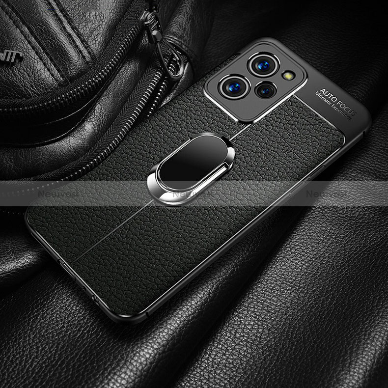 Soft Silicone Gel Leather Snap On Case Cover with Magnetic Finger Ring Stand for Xiaomi Poco X5 Pro 5G