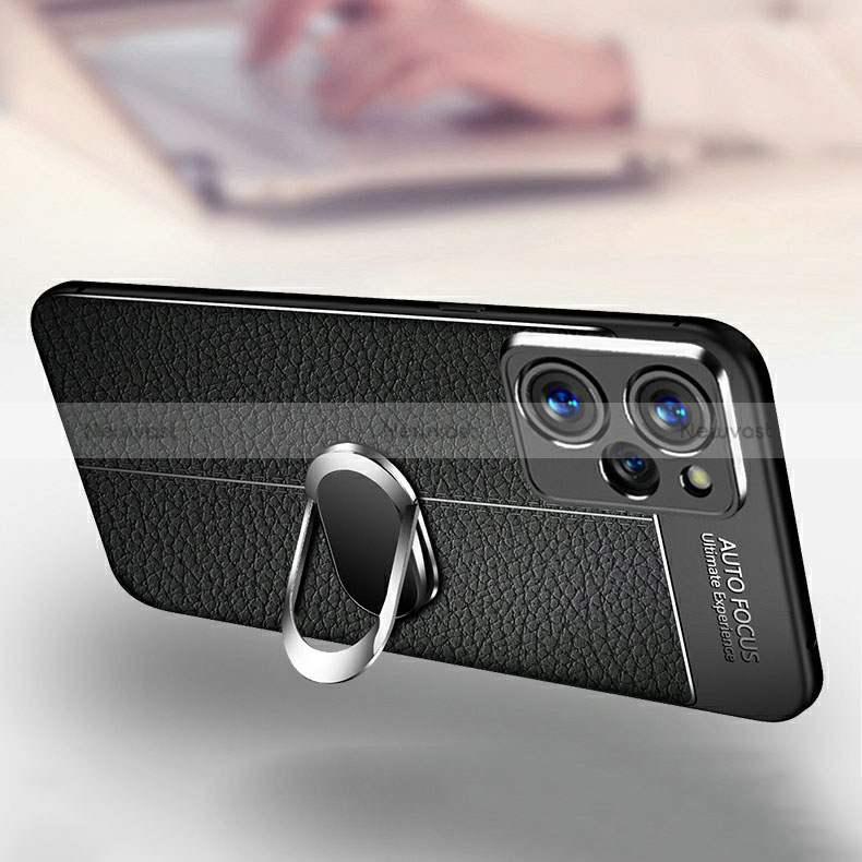 Soft Silicone Gel Leather Snap On Case Cover with Magnetic Finger Ring Stand for Xiaomi Poco X5 Pro 5G