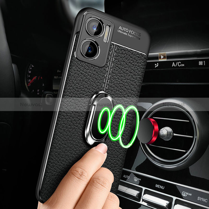 Soft Silicone Gel Leather Snap On Case Cover with Magnetic Finger Ring Stand for Xiaomi Redmi 10 Prime Plus 5G