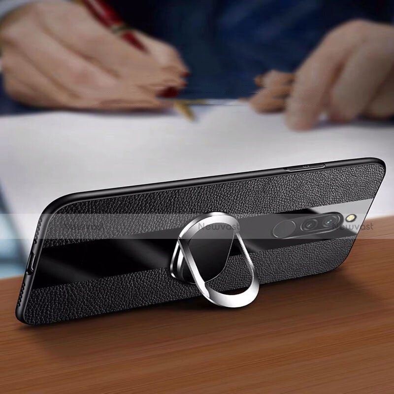 Soft Silicone Gel Leather Snap On Case Cover with Magnetic Finger Ring Stand for Xiaomi Redmi 8