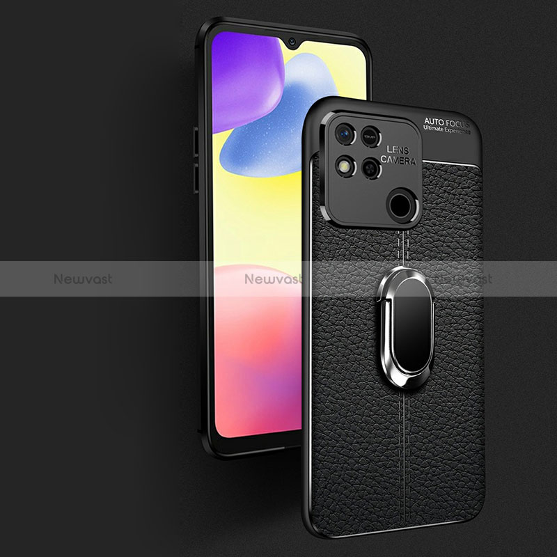 Soft Silicone Gel Leather Snap On Case Cover with Magnetic Finger Ring Stand for Xiaomi Redmi 9 Activ