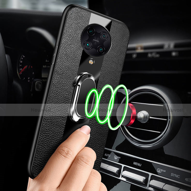 Soft Silicone Gel Leather Snap On Case Cover with Magnetic Finger Ring Stand for Xiaomi Redmi K30 Pro Zoom