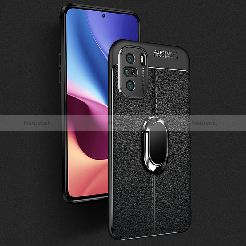 Soft Silicone Gel Leather Snap On Case Cover with Magnetic Finger Ring Stand for Xiaomi Redmi K40 Pro+ Plus 5G