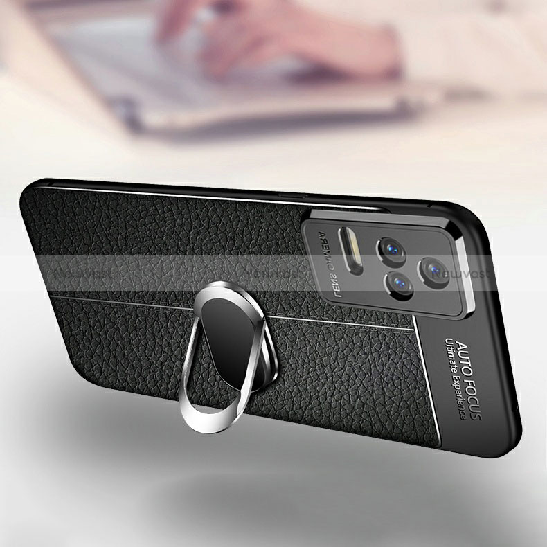 Soft Silicone Gel Leather Snap On Case Cover with Magnetic Finger Ring Stand for Xiaomi Redmi K50 5G