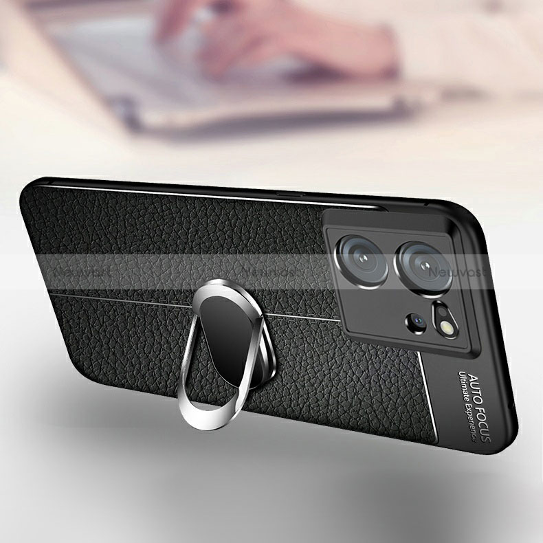 Soft Silicone Gel Leather Snap On Case Cover with Magnetic Finger Ring Stand for Xiaomi Redmi K60 Ultra 5G