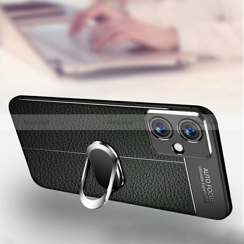 Soft Silicone Gel Leather Snap On Case Cover with Magnetic Finger Ring Stand for Xiaomi Redmi Note 12R Pro 5G