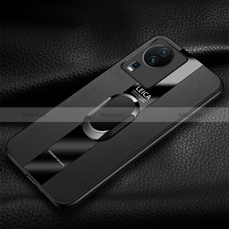 Soft Silicone Gel Leather Snap On Case Cover with Magnetic Finger Ring Stand PB1 for Vivo iQOO Neo7 5G